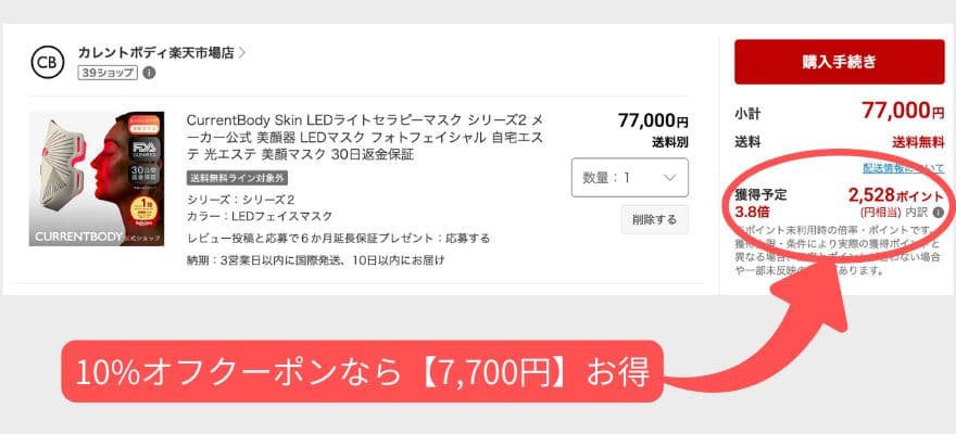 カレントボディ 楽天市場公式ショップ クーポンと楽天ポイント還元 どちらがお得?