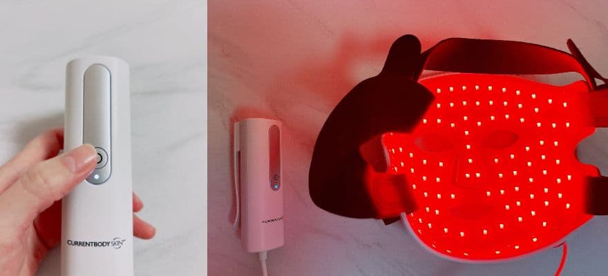 カレントボディLEDマスクの電源ボタンを押すとLEDライトが点く