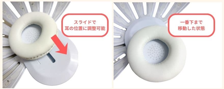 カレントボディ頭皮・頭髪ケアデバイスのヘッドホン可動部分