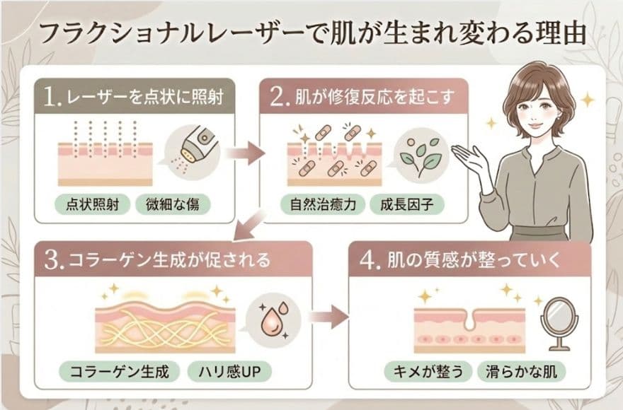 トリアレーザー美顔器のフラクショナルレーザーで肌が生まれ変わる理由