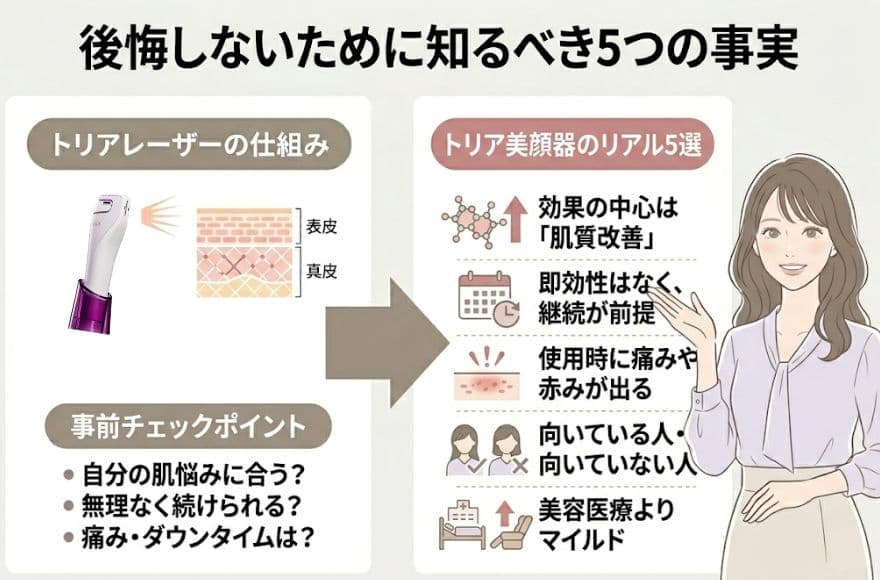 トリアレーザー美顔器の効果に関して後悔しないために知るべき5つの事実