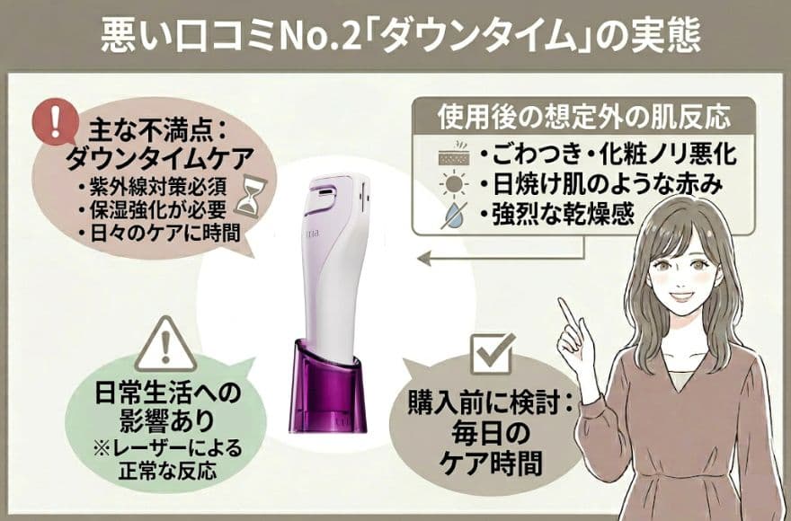 トリア美顔器の悪い口コミ「ダウンタイムへの不満」