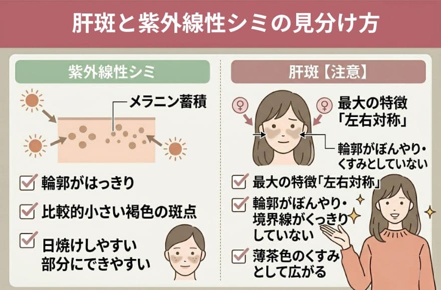 肝斑と紫外線性シミの見分け方