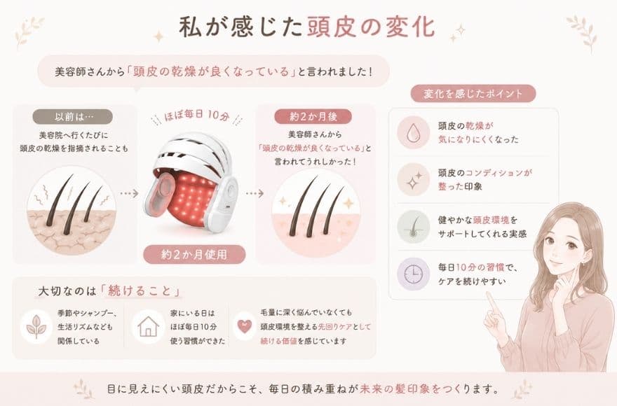 カレントボディ頭皮ケアデバイスを使って私が感じた頭皮の変化