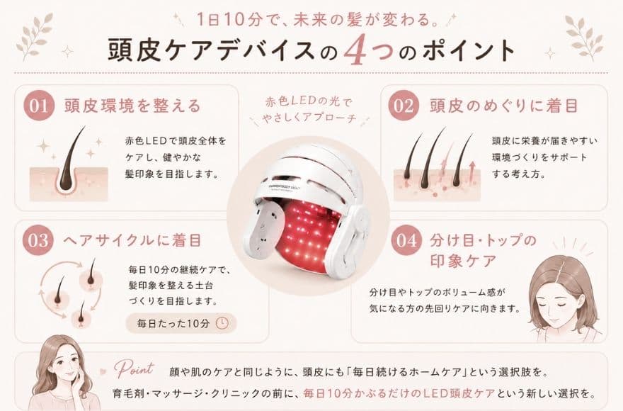 カレントボディLED頭皮ケアで期待したい4つのポイント