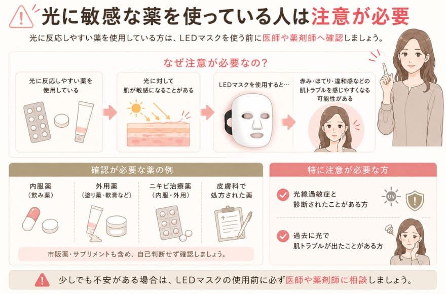 光に敏感な薬を使っている人は注意が必要