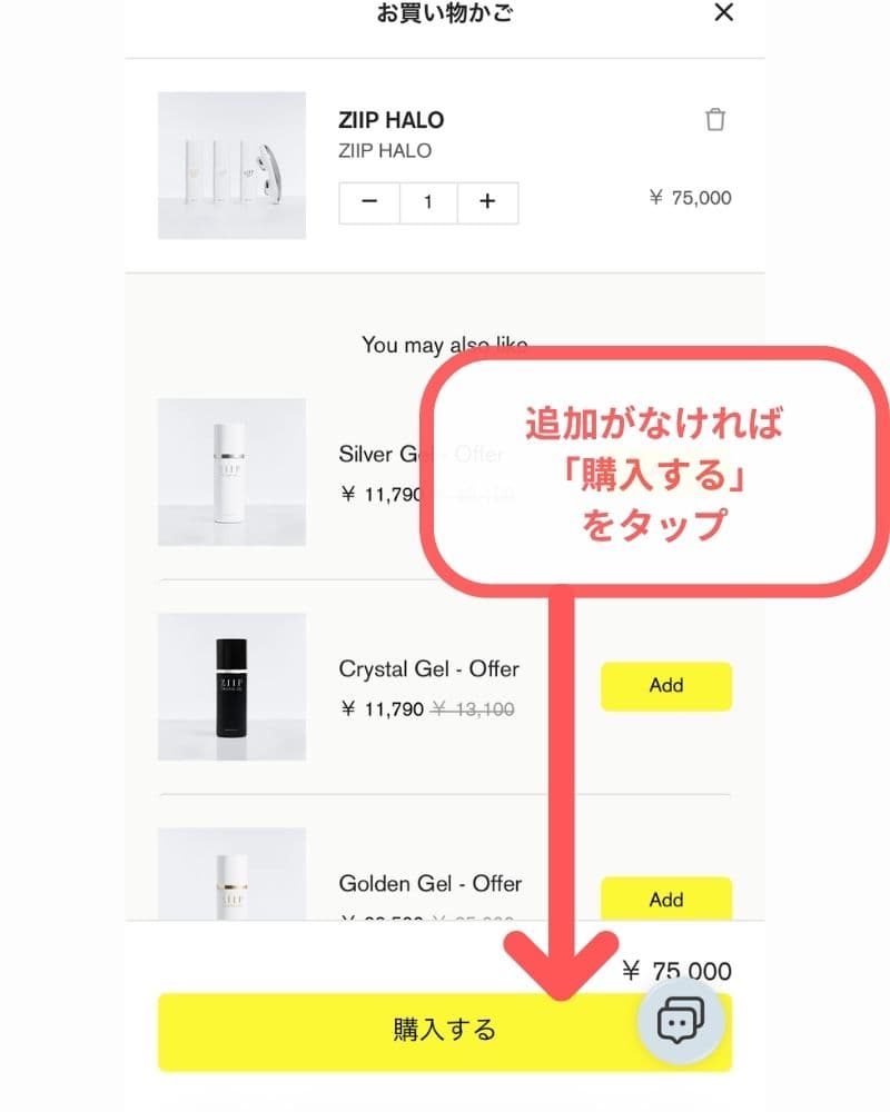 「購入する」をタップ