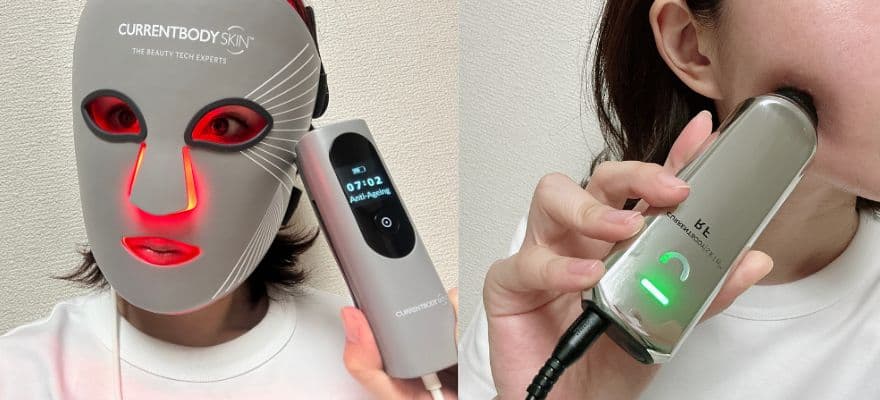 LEDマスクは装着型、RF美顔器は手で動かすタイプ。続けやすさの違いがあります。