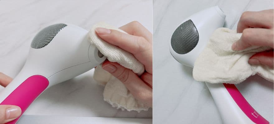 トリア脱毛器4Xを使ったあとにお手入れをする様子