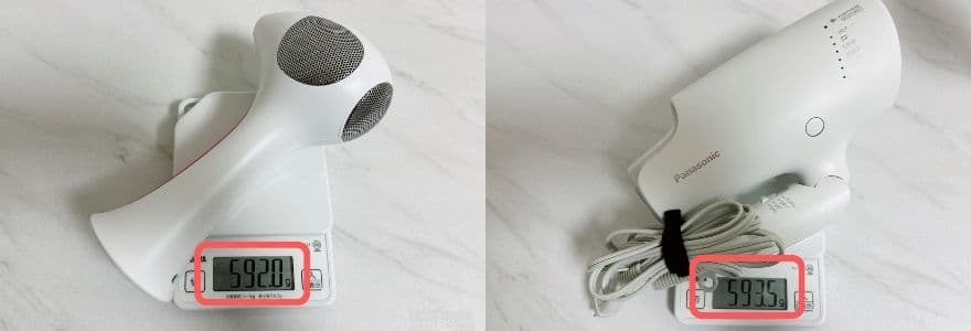 トリア4X とナノケアのドライヤーの重さ比較