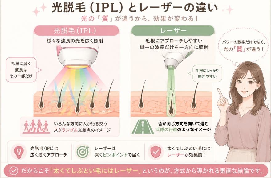 光脱毛とレーザーの違い
