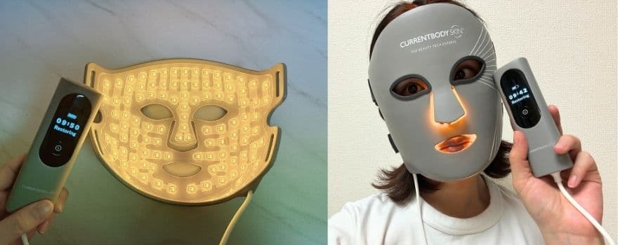 カレントボディLEDマルチライトマスクは黄色590nmと近赤外線830nmを同時に照射するリストアリングモードを搭載