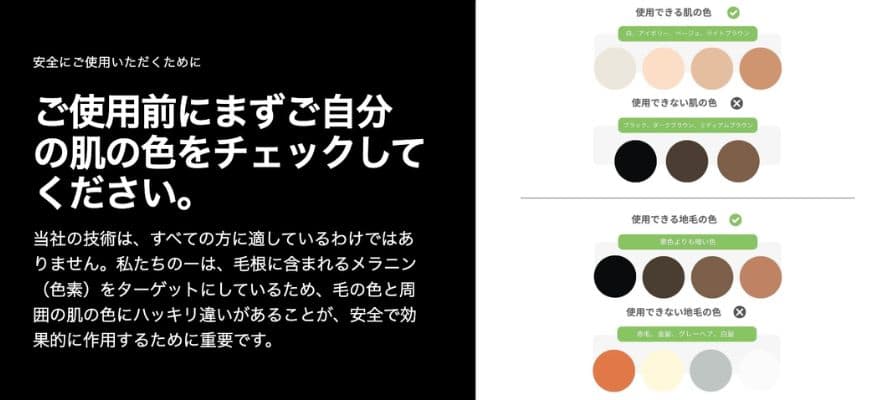 トリア4Xが使用できるかの判断になるスキントーンチャート